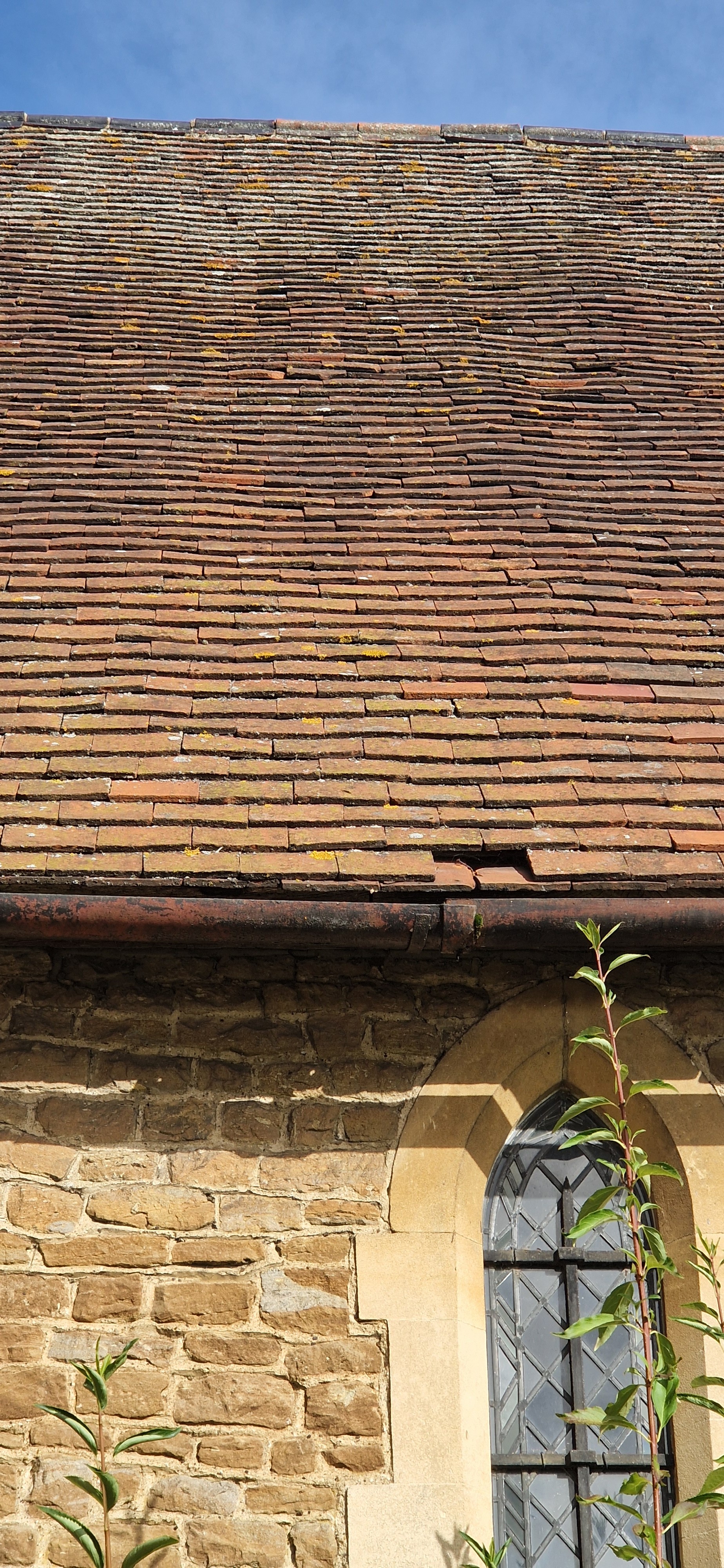 Damaged roof close up